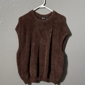 Brown Fuzzy Sleeveless boohooMAN Sweater